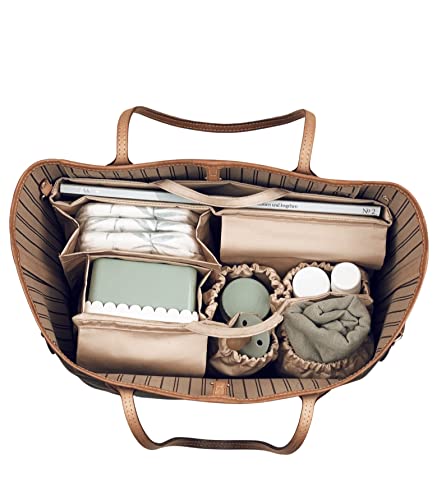 lilibell Windeltasche für Newborn Baby Essentials, Handtaschen Organizer für Eltern, Taschenorganizer mit Fach, Flexibel und Waschbare Wickeltasche für Baby, Ideal für Reisen, Classic M Beige von lilibell