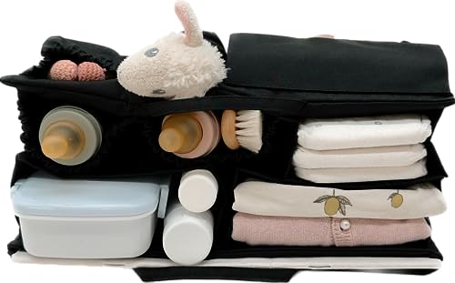 lilibell Windeltasche für Newborn Baby Essentials, Handtaschen Organizer für Eltern, Taschenorganizer mit Fach, Flexibel und Waschbare Wickeltasche für Baby, Ideal für Reisen, Classic Schwarz von lilibell