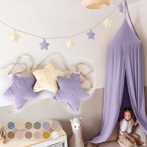LILIMAUS Sternen Wimpelkette Stoff - Mit Goldapplikation in 12 Farben - 100% Baumwolle Handmade - Musselin Wimpelkette für Kinderzimmer - Deko für Mädchen & Jungen von lilimaus