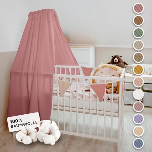 lilimaus Betthimmel Babybett [in 12 Farben] Himmel Babybett aus 100% Baumwolle Musselin - Betthimmel Mädchen & Jungen - Himmelbett Vorhänge als Kinderzimmer & Babyzimmer Deko - Baby Bett Vorhang von lilimaus