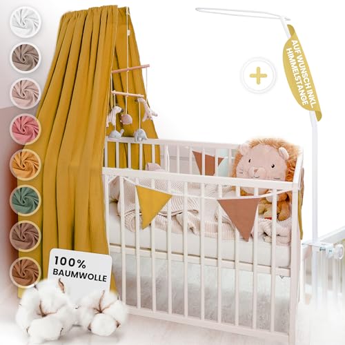 lilimaus Betthimmel Babybett inkl. Himmelstange - Himmel aus 100% Musselin Baumwolle - Tolles Geschenk für Baby- und Kinderzimmer - Himmelbett Vorhänge für Mädchen und Jungen von lilimaus