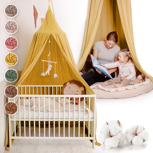 lilimaus Betthimmel - Baldachin Kinderzimmer - 100% Baumwolle Musselin - Himmel für Babybett, Kinderbett oder Kuschelecke - Babyzimmer Deko - Geschenk für Mädchen und Jungen von lilimaus