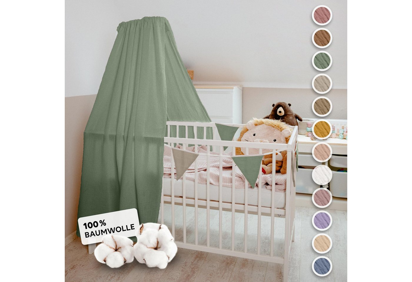 lilimaus Betthimmel Handgefertigter Musselin Betthimmel aus 100% Baumwolle für Babybett, Stoffhimmel für Babybett-Deko im Kinderzimmer und Spielzimmer lilimaus Betthimmel Handgefertigter Musselin Betthimmel aus 100% Baumwolle für Babybett, Stoffhimmel für Babybett-Deko im Kinderzimmer und Spielzimmer von lilimaus
