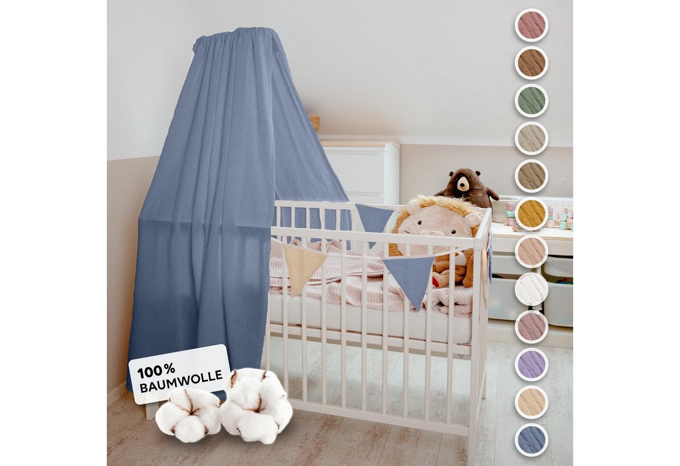 lilimaus Betthimmel Handgefertigter Musselin Betthimmel aus 100% Baumwolle für Babybett, Stoffhimmel für Babybett-Deko im Kinderzimmer und Spielzimmer lilimaus Betthimmel Handgefertigter Musselin Betthimmel aus 100% Baumwolle für Babybett, Stoffhimmel für Babybett-Deko im Kinderzimmer und Spielzimmer von lilimaus
