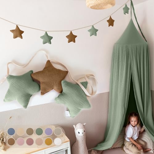 LILIMAUS Sternen Wimpelkette Stoff [in 12 Farben] Wimpelkette Kinderzimmer - 100% Baumwolle Handmade Girlande Stoff - Wimpelkette Musselin - Hausbett Deko Mädchen & Jungen - Girlande Deko Babyzimmer von lilimaus