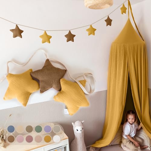 LILIMAUS Sternen Wimpelkette Stoff [in 12 Farben] Wimpelkette Kinderzimmer - 100% Baumwolle Handmade Girlande Stoff - Wimpelkette Musselin - Hausbett Deko Mädchen & Jungen - Girlande Deko Babyzimmer von lilimaus
