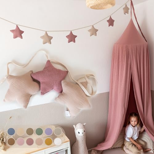 LILIMAUS Sternen Wimpelkette Stoff [in 12 Farben] Wimpelkette Kinderzimmer - 100% Baumwolle Handmade Girlande Stoff - Wimpelkette Musselin - Hausbett Deko Mädchen & Jungen - Girlande Deko Babyzimmer von lilimaus