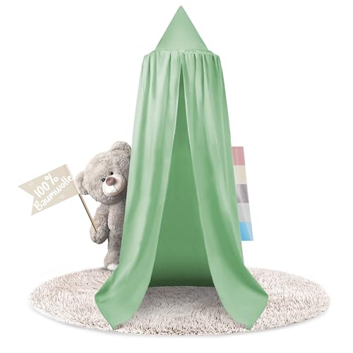 lilime® Betthimmel Baldaching aus 100% Baumwolle, ⌀50cm, Länge 240cm, Moskitonetz, Kinderzimmer, Hausbett, Kinderbett und Baby Bett - Mint von lilime