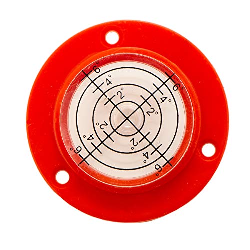 Dosenlibelle mit neon-rotem Flansch und Winkelangaben Ø Flansch 50 mm, Libelle 31 mm, Höhe 9 mm von lillybox