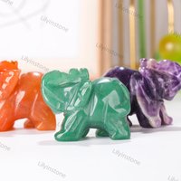 1, 5 Zoll, Handgeschnitzte Elefantenfigur, Kristallquarz-Elefant-statuendekor, Kristalltierdekor, Heilender Kristall, Edelstein, Kristallgeschenk von lilyinstone