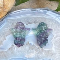 Handgravur Cherub, Deko-Lieferung, Kleines Ornament Regenbogen Fluorit Edelsteine, Regenbogen Flocken.kleine Menge von lilyinstone