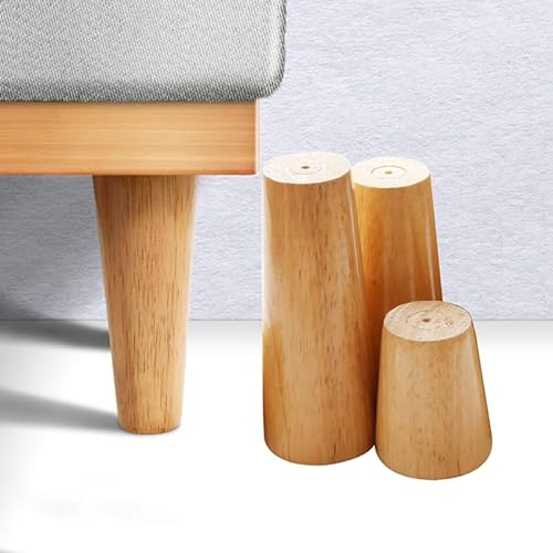 limiao123 4 Stück Massivholz Möbelfüße,Tischbeine Konisch Sofafüße Natürliche Holz Couchtisch füße Ersatz Stützfüße für Sofa TV-Schrank Nachttisch Möbel (25cm(9.8in)) von limiao123