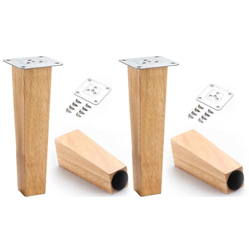 limiao123 4 Stück Möbelfüße Holz,Konisch Schrankfüße Eckig Couch Schrankbeine Massiv Gummiholz Beine Moderne Stützfüße für Sofa Couchtisch Schrank Couch Stuhl (25cm(9.8in)) von limiao123