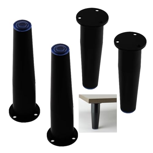 limiao123 4Pcs Möbelfüße,Verstellbar Aluminiumlegierung Schrankfüße Moderne Küche Füße Konisch DIY Ersatz Stützfüße Für Sofa Badezimmerschränke Couchtisch Nachttisch (10cm(3.9in),Black) von limiao123