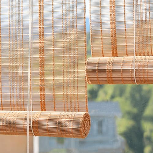 limiao123 Bambusrollo,Natürliche Bambusvorhänge Bambus Raffrollo für Innenräume Wetterfest Sonnenschutz Rollo Trennwandvorhang für Schlafzimmer Büro Küche (45x180cm(18x71in)) von limiao123