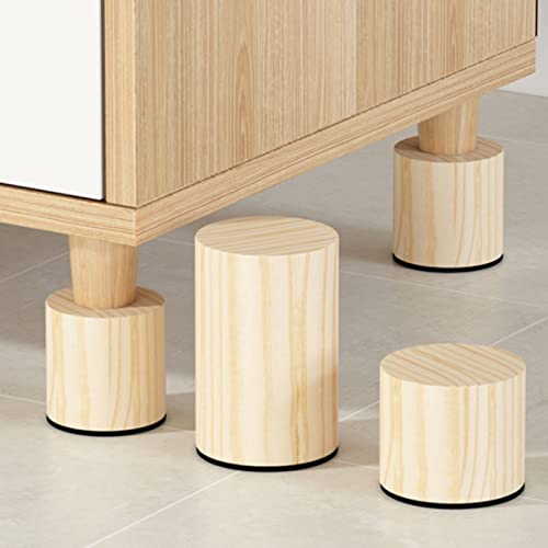 limiao123 Möbelbeine aus Massivholz Natürlichen,Massive Dicke Schrankfüße, Erhöhungspolster Sofabeine Rund Support Beine für Zu Erhöhen Sofa Schreibtisch Schrank 4Pcs (5x2.5cm) von limiao123