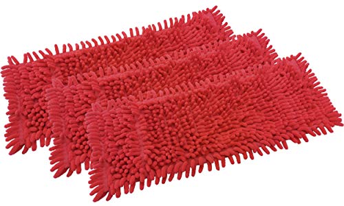 limpando 3X Bodenwischer Ersatzbezug - Chenille Wischbezug rot - Wischmopp Chenille aus Mikrofaser für empfindliche Böden - Microfaser-Mopp zur Bodenpflege für alle Mopp-Klapphalter 40 cm von limpando