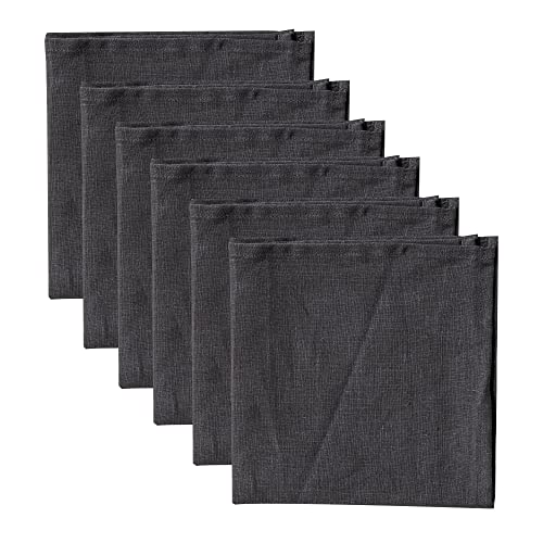 Linendo Leinenservietten, 100% reines Leinen, Schwarzgrau, 38 x 38 cm, 6 Stück, europäischer Flachs, Servietten aus Leinen, Waschbar Wiederverwendbar Stoffservietten von linendo