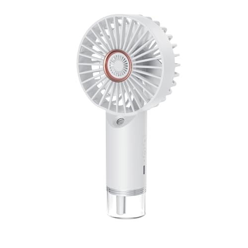 Handventilator Tragbarer Mini Ventilator Wiederaufladbar Wiederaufladbar Turbo Fan Mit Zerstäubungs Funktion Kleiner Ventilator Für Reisen Büro Zuhause Draußen Geschenke für Frauen Männer (White) von lineno