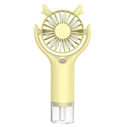 Handventilator Tragbarer Mini Ventilator Wiederaufladbar Wiederaufladbar Turbo Fan Mit Zerstäubungs Funktion Kleiner Ventilator Für Reisen Büro Zuhause Draußen Geschenke für Frauen Männer (Gelb) von lineno