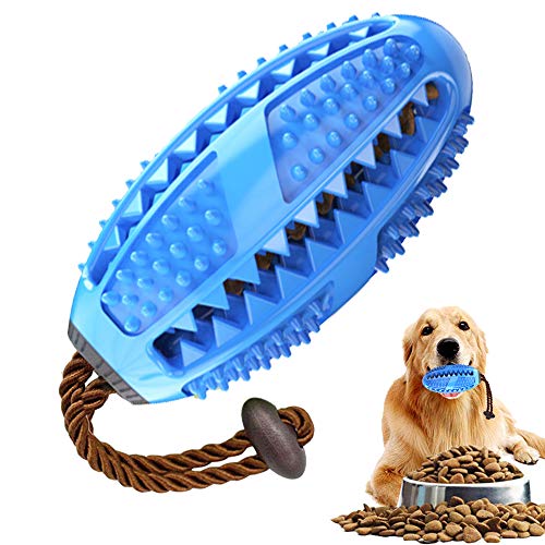 Hund Zahnbürsten Stick Ball für Hunde Welpen Zahnpflege,Blau Naturkautschuck Hundespielzeug Hundeball Zahnreinigungsspielzeug Kauspielzeug Leckerli Spender zum Kauen Befüllen Futter Hundebeschäftigung von linjinde