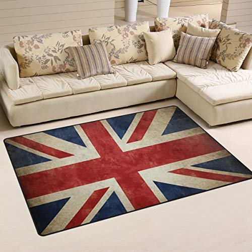 linomo Area Rug Teppich Jahrgang UK Flagge Union Jack Englisch England Boden Teppiche Fußmatte Wohnzimmer Wohnkultur,Teppiche Flächenmatten für Kinder Jungen Mädchen Schlafzimmer 31 x 20 Zoll von linomo