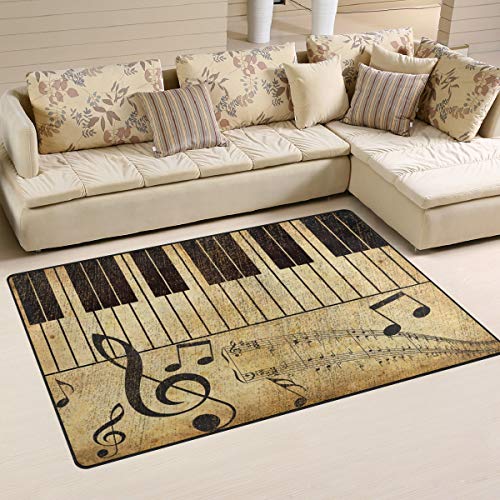 linomo Area Rug Teppich Musik Note Musical Klavier Boden Teppiche Fußmatte Wohnzimmer Wohnkultur,Teppiche Flächenmatten für Kinder Jungen Mädchen Schlafzimmer 60 x 39 Zoll von linomo