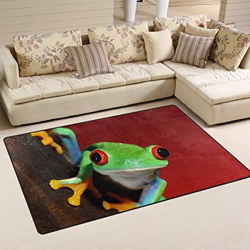 linomo Area Rug Teppich Süß Tier Frosch Boden Teppiche Fußmatte Wohnzimmer Wohnkultur,Teppiche Flächenmatten für Kinder Jungen Mädchen Schlafzimmer 31 x 20 Zoll von linomo