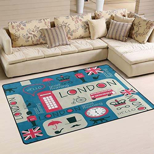 linomo Area Rug Teppich UK London Symbol Boden Teppiche Fußmatte Wohnzimmer Wohnkultur,Teppiche Flächenmatten für Kinder Jungen Mädchen Schlafzimmer 31 x 20 Zoll von linomo