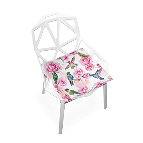 linomo Blume Rose Vogel Kolibri Memory Foam Stuhlkissen Sitzkissen für Kinder, 40 x 40 cm von linomo