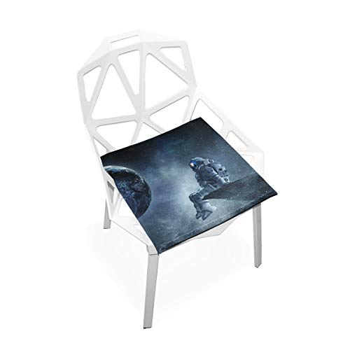 linomo Galaxis Universum Raumfahrer Nebel Weltraum Mond Memory Foam Stuhlkissen Sitzkissen für Kinder, 40 x 40 cm von linomo