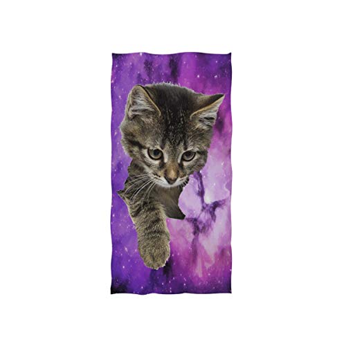 linomo Handtuch Galaxis Weltraum Süß Katze Handtuch Baumwolle Gesicht Towel Dish Geschirrtuch für Kinder Mädchen Jungen von linomo