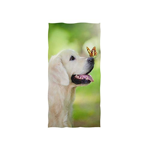 linomo Handtuch Golden Retriever Hund mit Schmetterling Handtuch Baumwolle Gesicht Towel Dish Geschirrtuch für Kinder Mädchen Jungen von linomo