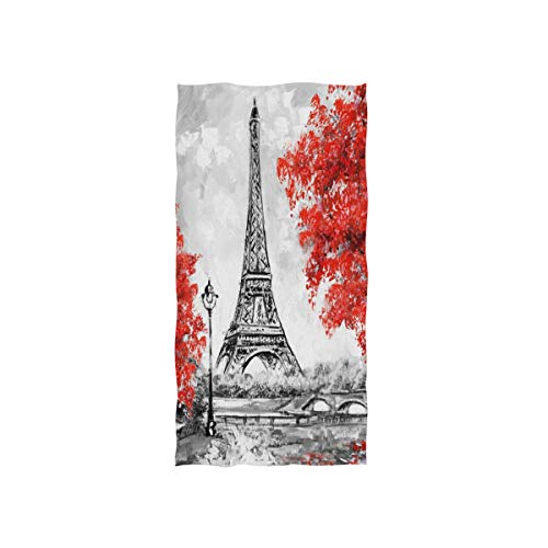 linomo Handtuch Jahrgang Eiffelturm Paris Rot Regenschirm Handtuch Baumwolle Gesicht Towel Dish Geschirrtuch für Kinder Mädchen Jungen von linomo