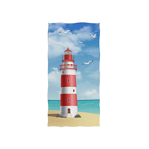 linomo Handtuch Sommer Meer Leuchtturm Möwe Handtuch Baumwolle Gesicht Towel Dish Geschirrtuch für Kinder Mädchen Jungen von Linomo