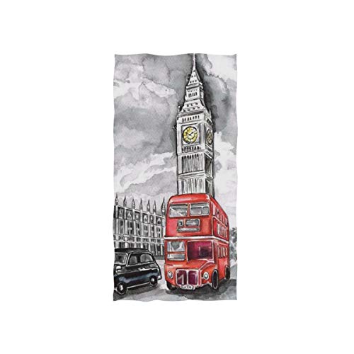 linomo Handtuch UK London Big Ben Jahrgang Handtuch Baumwolle Gesicht Towel Dish Geschirrtuch für Kinder Mädchen Jungen von linomo