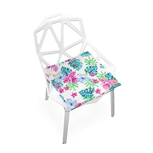 linomo Palme Blätter Blume Hibiskus Memory Foam Stuhlkissen Sitzkissen für Kinder, 40 x 40 cm von linomo