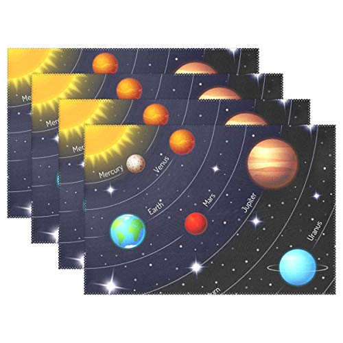 linomo Platzdeckchen, Pädagogisch äußere Weltraum Universum Planet Tischsets rutschfeste, hitzebeständige, waschbare Tischsets für den Esstisch Küche Dekor von Linomo
