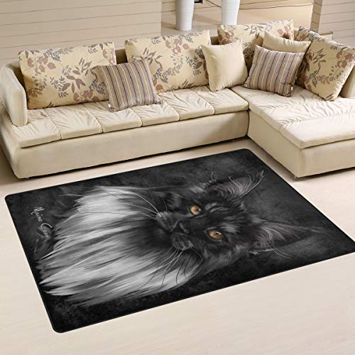 linomo Teppich Maine Coon Katzen-Bodenteppich, Fußmatte, Wohnzimmer, Heimdekoration, Teppiche, Matten für Kinder, Jungen, Mädchen, Schlafzimmer, 78,9 x 50,8 cm von linomo