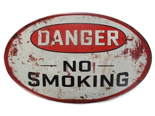 Blechschild, Oval Reklameschild Danger No Smoking, Anti Raucherschild 34x56 cm von linoows