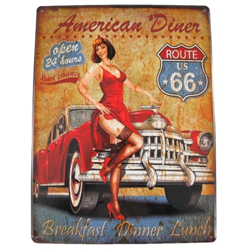 Blechschild, Reklameschild American Diner, Route 66, Kneipen Schild, 40x30 cm von linoows