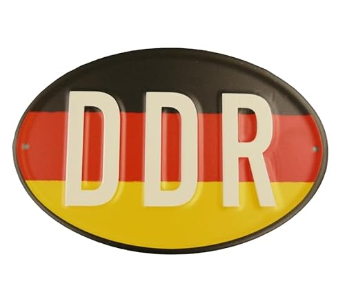 Blechschild, Reklameschild DDR Kennzeichen auf Deutscher Fahne geprägt 15x23 cm von linoows