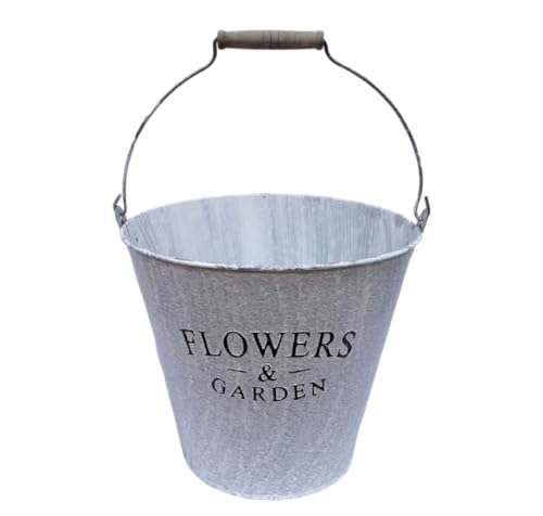 Eimer, Dekoeimer, Garteneimer, Metalleimer 'Flowers & Garden', verzinkt von linoows