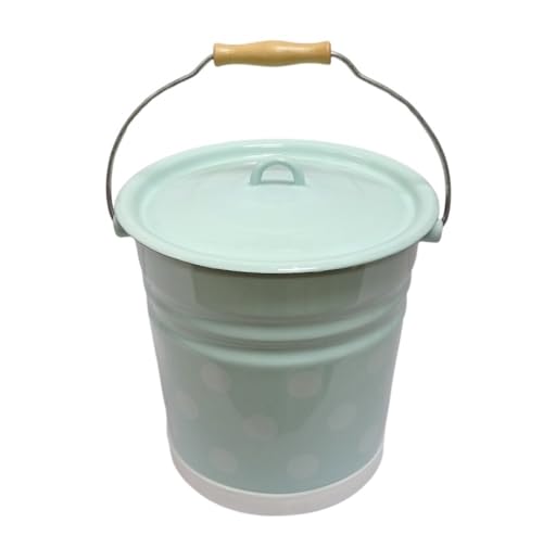 Emaille Eimer mit Deckel, Nostalgie Wassereimer, Hellblau mit Tupfen 12 Liter Emaille Eimer mit Deckel, Nostalgie Wassereimer, Hellblau mit Tupfen 12 Liter von linoows