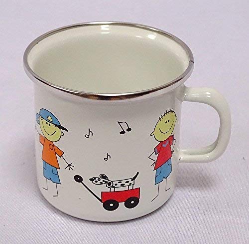 Emaille Kinder Henkelbecher Jungen, Tasse, Henkeltopf, Kaffeetasse 7 cm von linoows