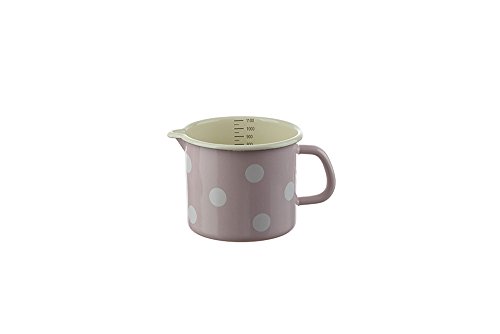 Emaille Milchtopf mit Skala, Schnabeltopf, Henkeltopf, Tupfen Rosa Weiß Emaille Milchtopf mit Skala, Schnabeltopf, Henkeltopf, Tupfen Rosa Weiß von linoows