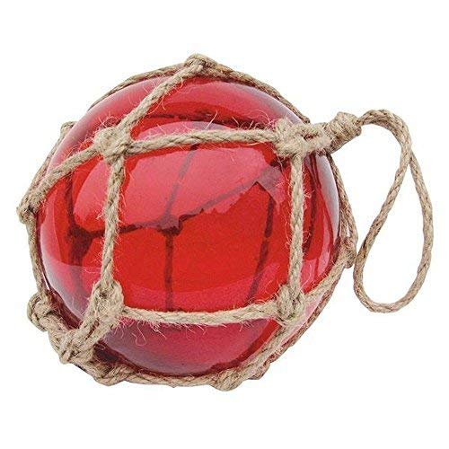 linoows Fischernetz Kugel, Fischerkugel aus Glas im Netz, Rot Ø 17,5 cm von linoows