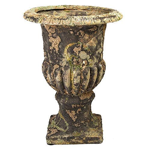 Französische Garten Vase, Krater Vase, Barocke Amphore aus bemooster Keramik von linoows