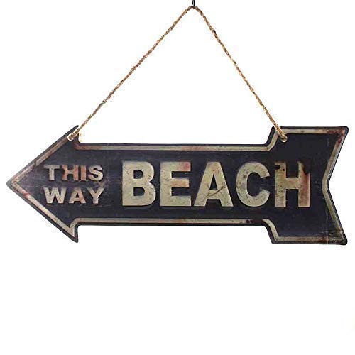 G3831: Nostalgie Blechschild als Pfeil, This Way Beach Hinweis Schild 15x40 von linoows