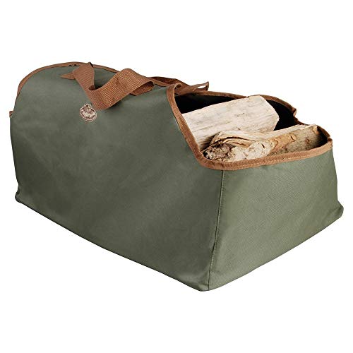 Kaminholz Tasche, Holztragetasche, Grüne Kaminholztasche aus Segeltuch 59 cm von linoows